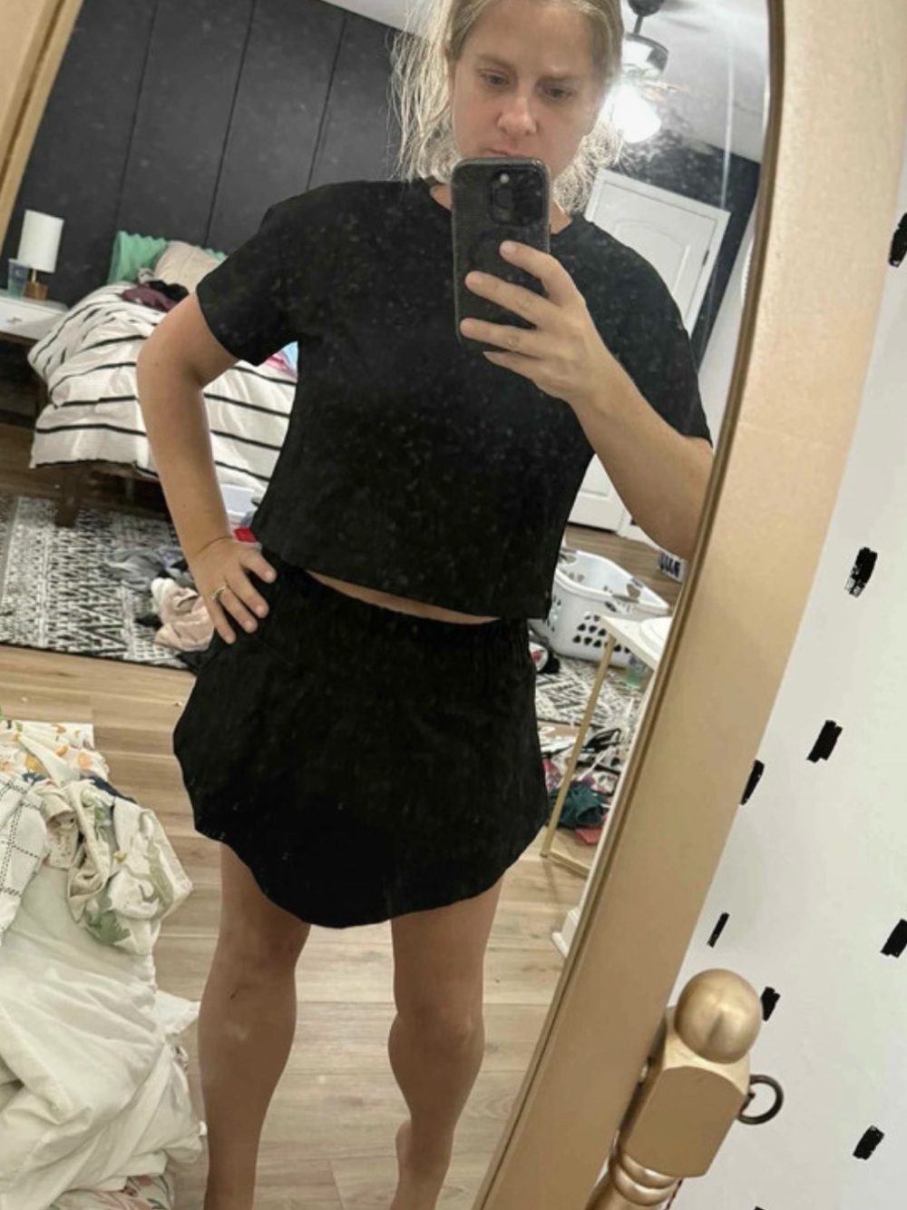 Black Women's Cropped Top with Skort Set size s all